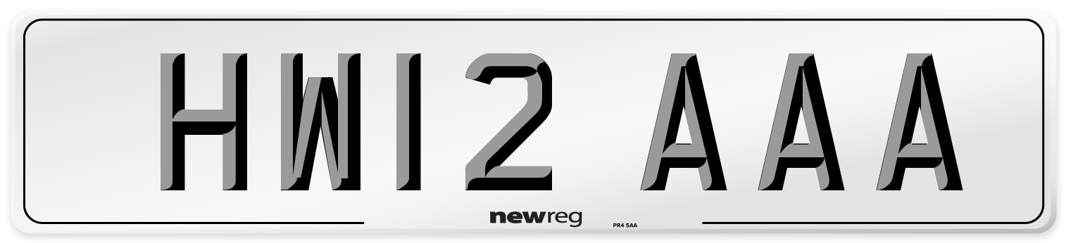 HW12 AAA Number Plate from New Reg